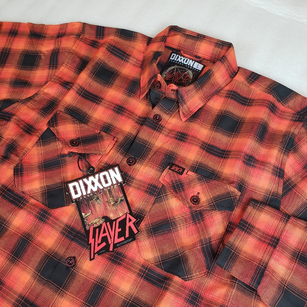NWT DIXXON Men's Large Slayer Hell Awaits Flannel Shirt